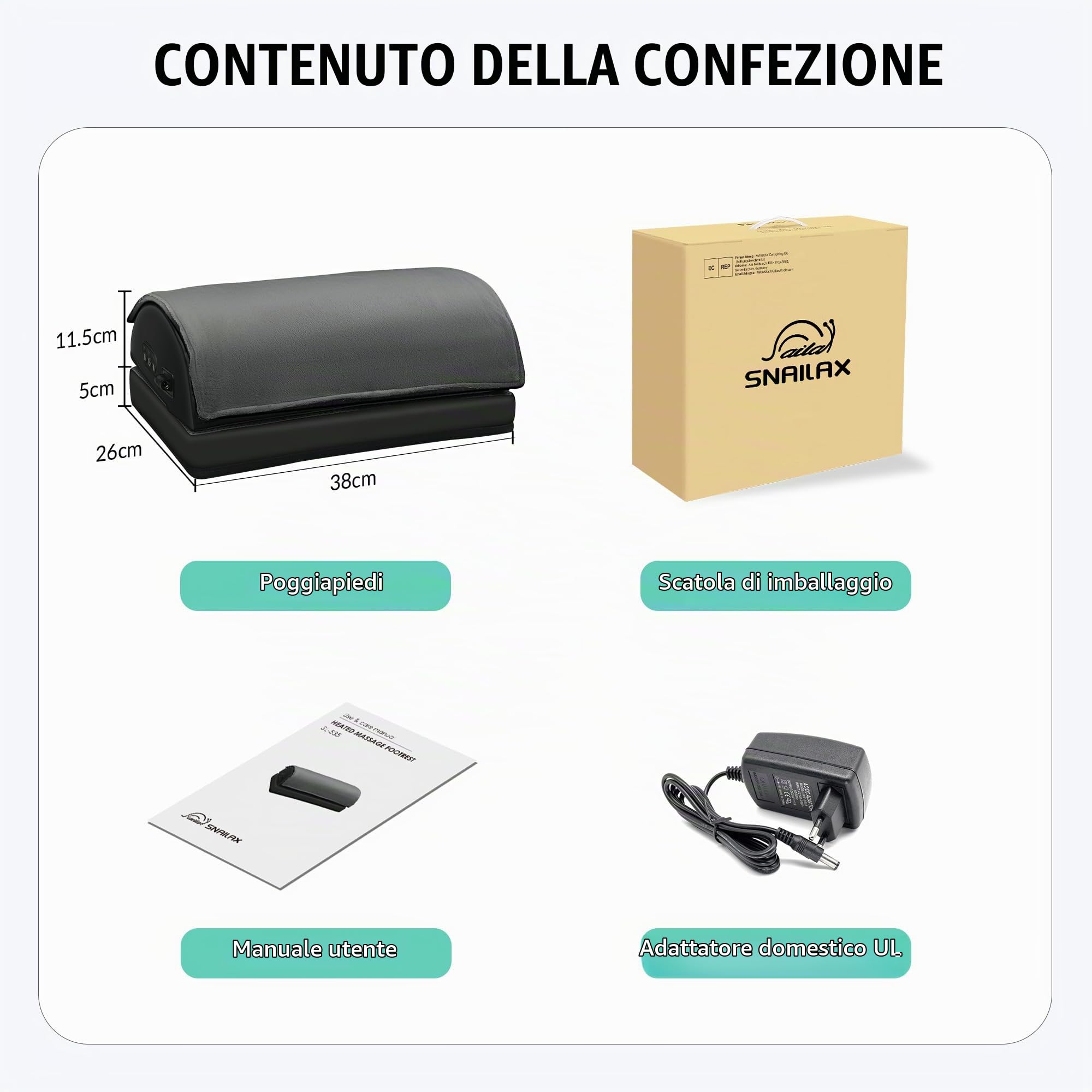 Snailax Poggiapiedi da Scrivania con Calore e Massaggio a Vibrazione, Regolabile in Altezza, Scaldapiedi Ergonomico da Gioco per Casa Ufficio