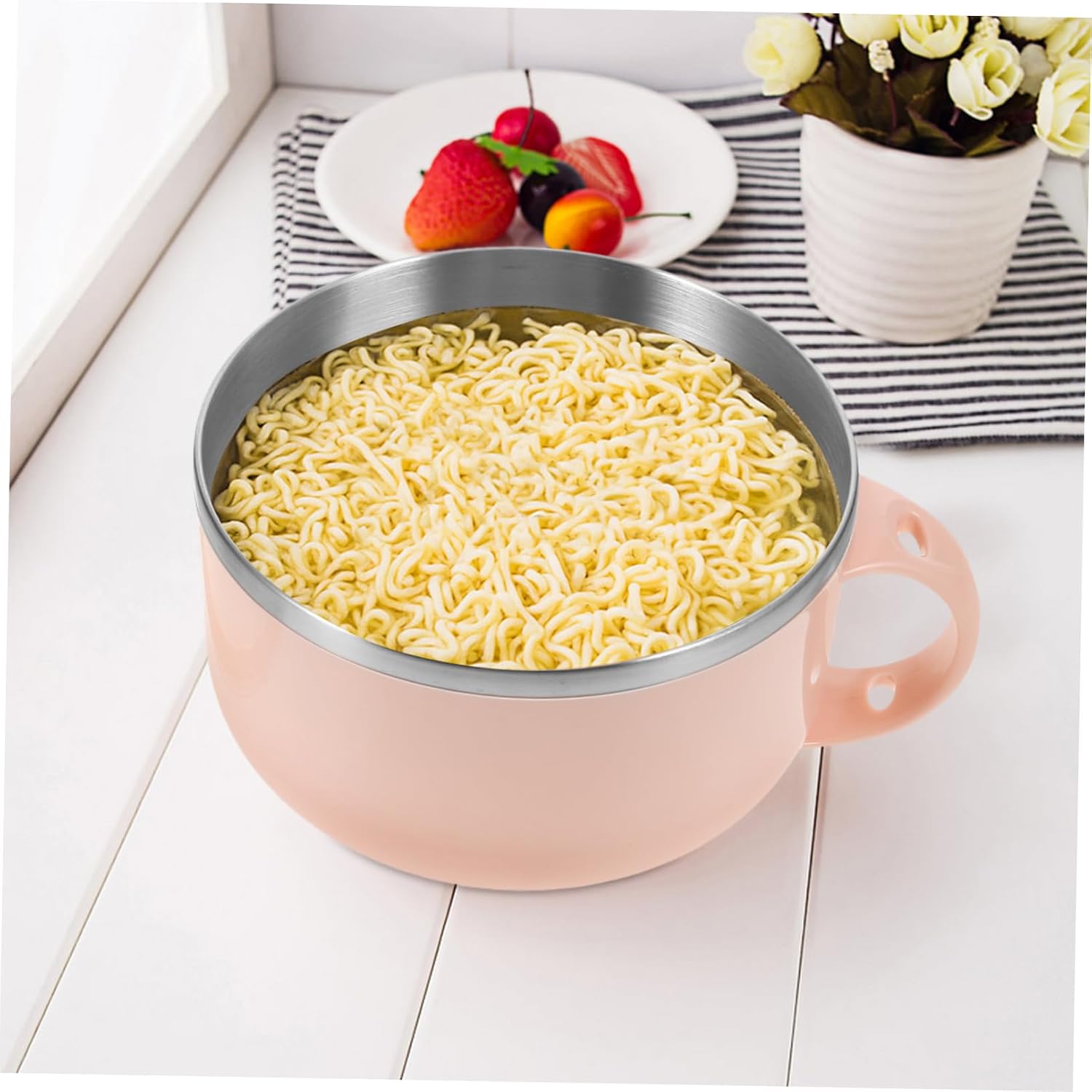 PRETYZOOM Detachable Non-stick Stone Bowl Large Serving Bowl 1200ml Soup Container Microwaveable Perfect for Boys and Girls Adults