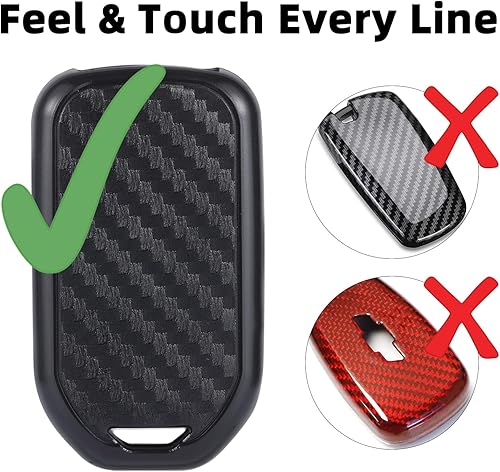 Vista 12 de Funda de llavero con patrón de fibra de carbono para Chrysler 300 Dodge Ram Charger Challenger Dart Durango Journey Jeep Grand Cherokee Renegade