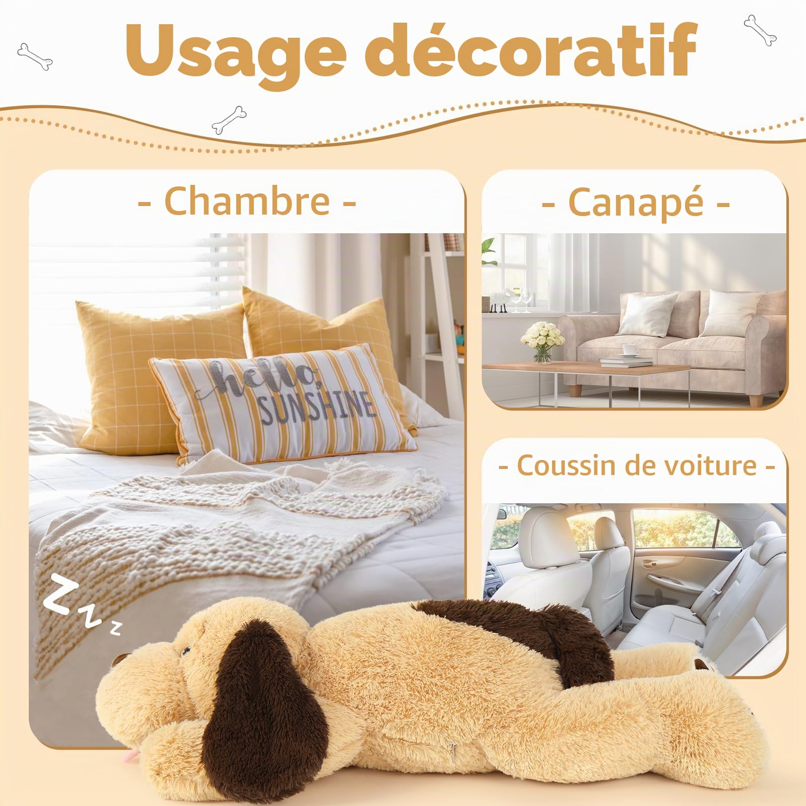 MorisMos Peluche Chien XXL Geant Brun, 80cm Chiot Jouets en Peluche Animaux Grande Câlin Douce Kawaii, Idée Cadeau Saint Valentin pour Enfant Filles Femme Petite Amie Maman Anniversaire Décorations