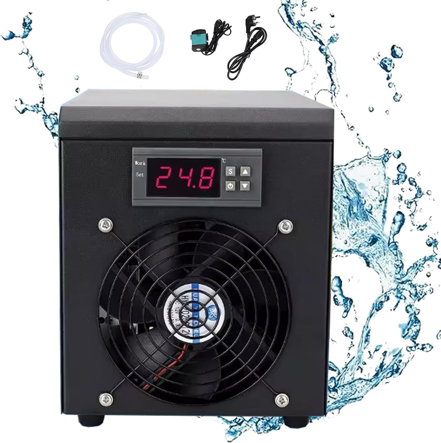 60L Aquarium Cooling Machine, 110V 16 GAL Fish Tank Cooling, 180 W Small Aquarium Chiller with Pump and Pipe, Fish Tank Aquarium Chiller Cooler Heater System Quiet Design