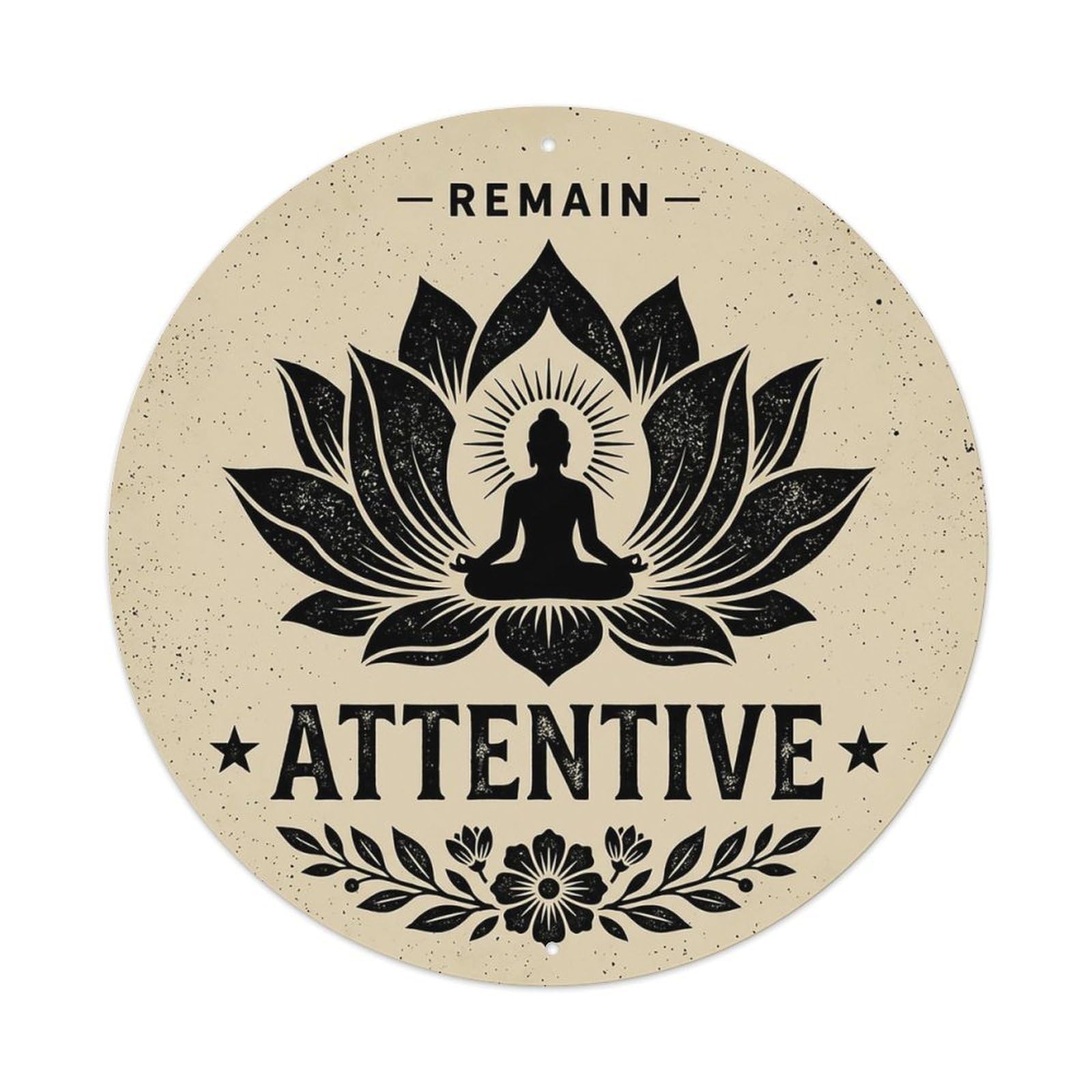 Zen Flower Meditation Den Attentive Metal Tin Sign
