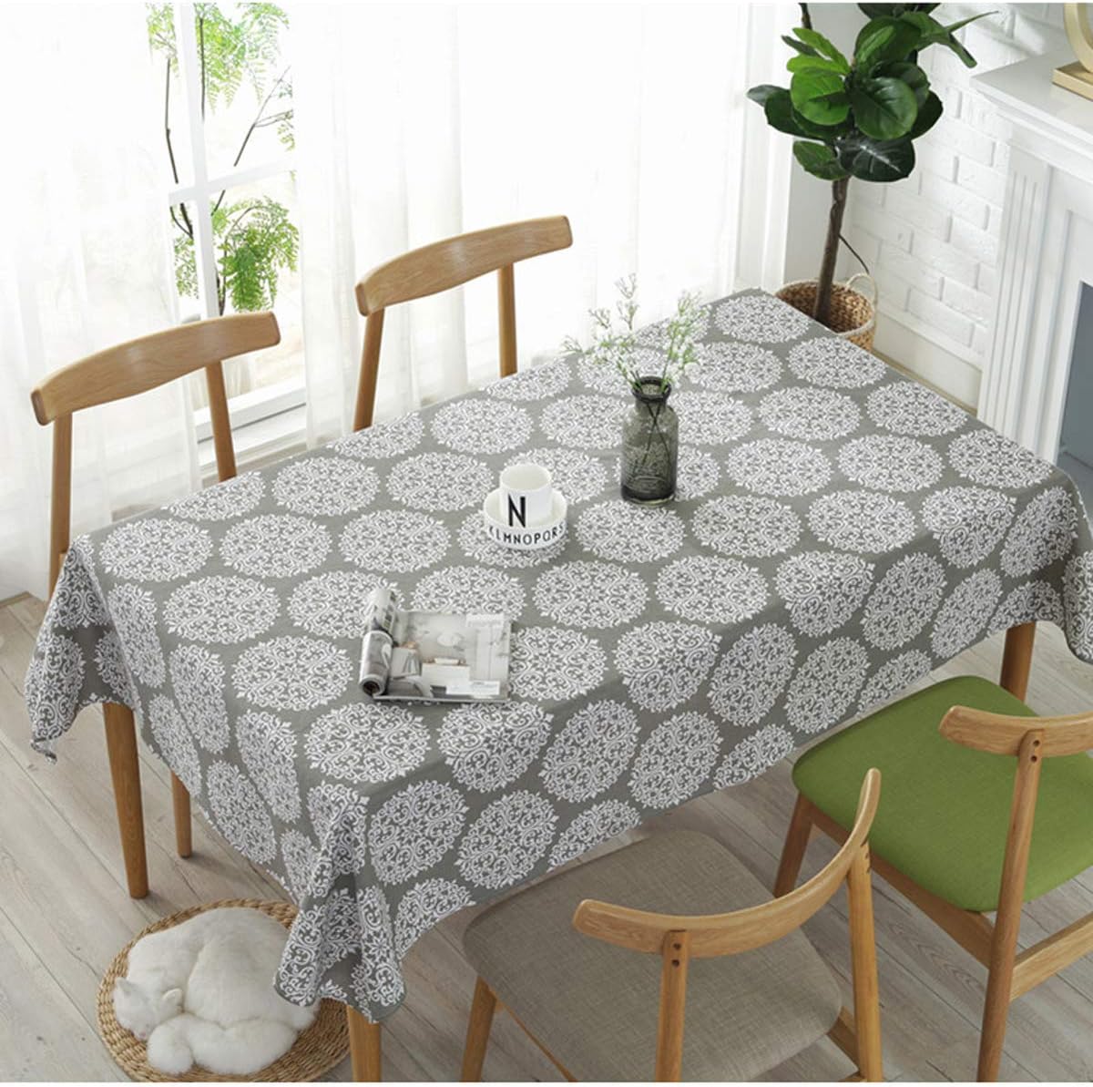 Bringsine Cotton Linen Fashion Baroque Style Printed Washable Tablecloth Vintage Oblong Dinner Picnic Table Cloth Home Decoration (Rectangle/Oblong, 55 x 98 Inch) Bringsine Cotton Linen Fashion Baroque Style Printed Washable Tablecloth Vintage Oblong Dinner Picnic Table Cloth Home Decoration (Rectangle/Oblong, 55 x 98 Inch)