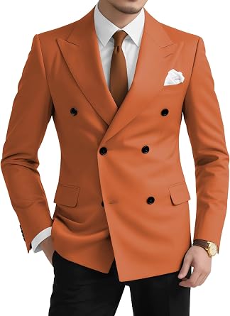 Mens Suit Jacket Slim Fit Double Breasted Blazer Men Casual Sport Coats Business Wedding Prom Blazer Jacket