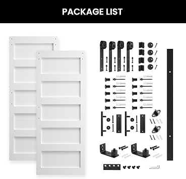 SMARTSTANDARD 72in x 84in White Barn Door with 13.2FT Sliding Hardware Kit