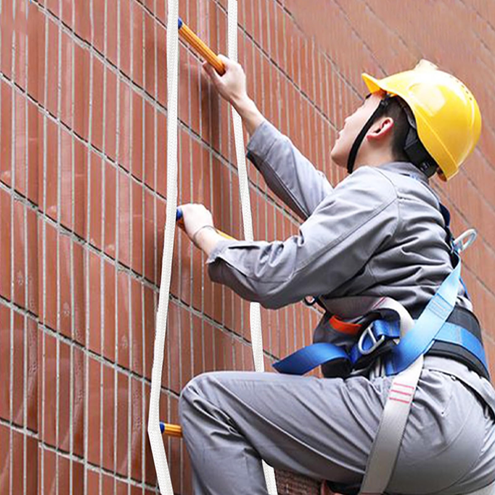 Échelle en corde de sécurité, 10 m, avec 2 mousquetons, réutilisable, légère et compacte, pour fenêtres, balcons, capacité de charge de 200 kg