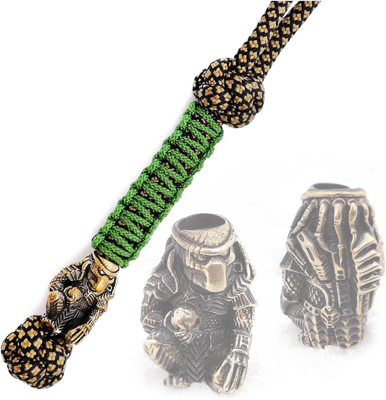 CooB EDC Paracord Knife Lanyard with Unique Hand-Casted Metal Paracord Bead Charm Predator. Custom Knives Lanyards Keychains