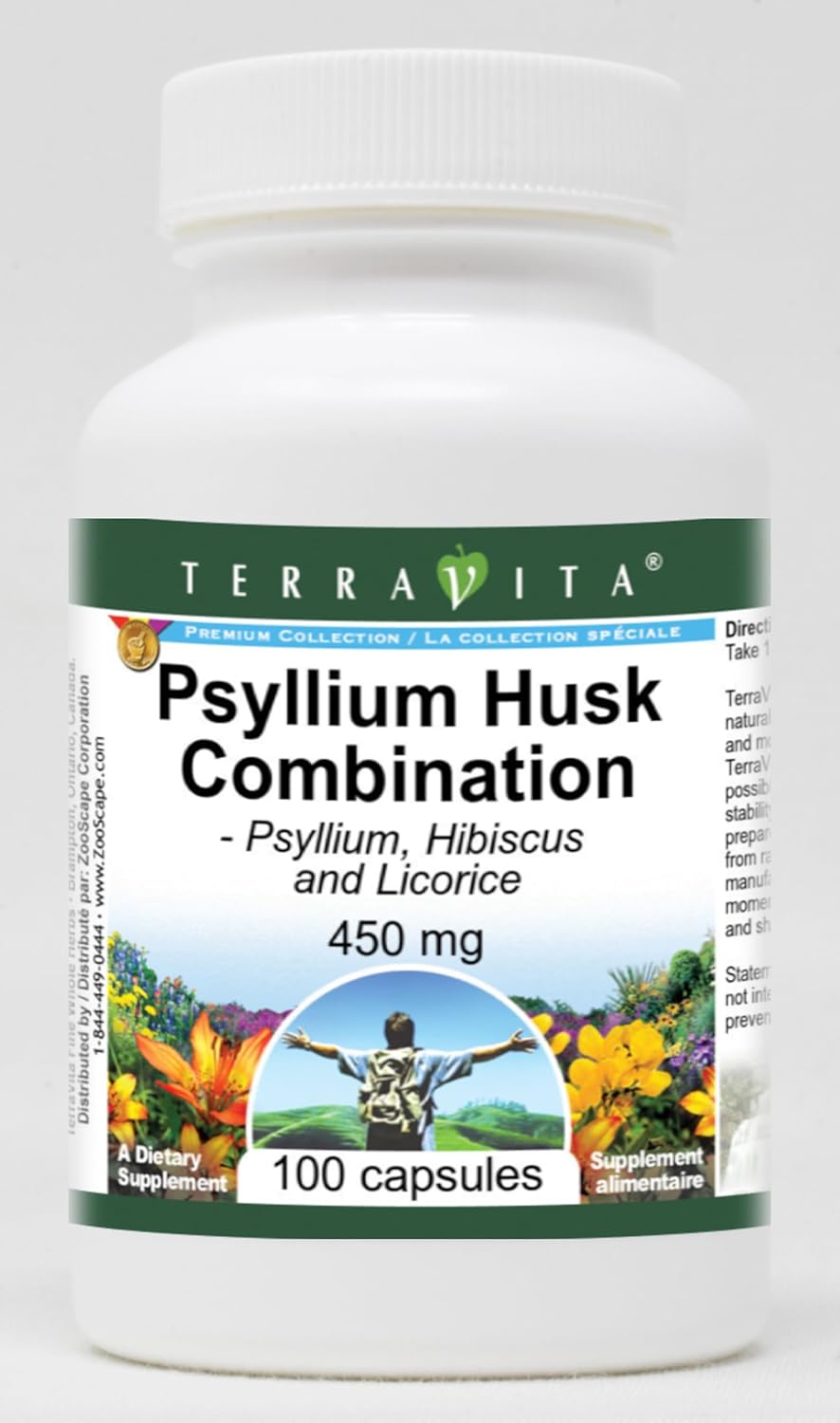 Psyllium Husk Combination - Psyllium, Hibiscus and Licorice - 450 mg (100 Capsules, ZIN: 512569) - 3 Pack