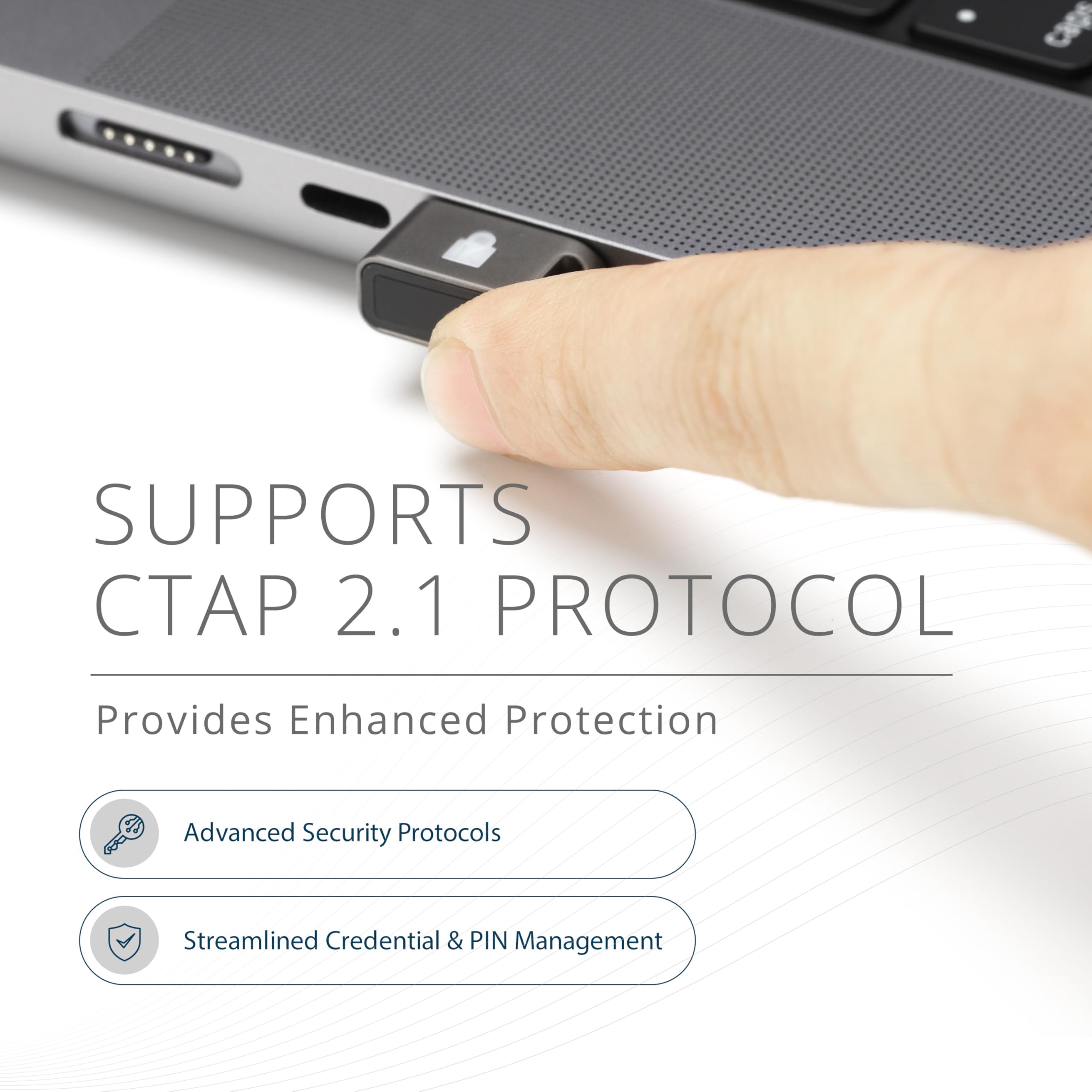 Kensington VeriMark Guard Llave de Seguridad USB-C con Huella FIDO2 | WebAuthn/CTAP2 y FIDO U2F, para Google, Microsoft, PC, tabletas e iPad