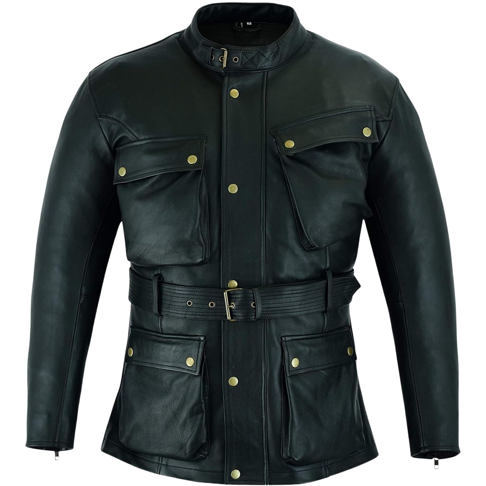 warrior gears Premium Cowhide Genuine Nappa Leather Jacket Mens, Motorcycle Mens Leather Jacket with CE Tested Protected Armours Inside Fixed Lining Weather Protection, Black - 7XL