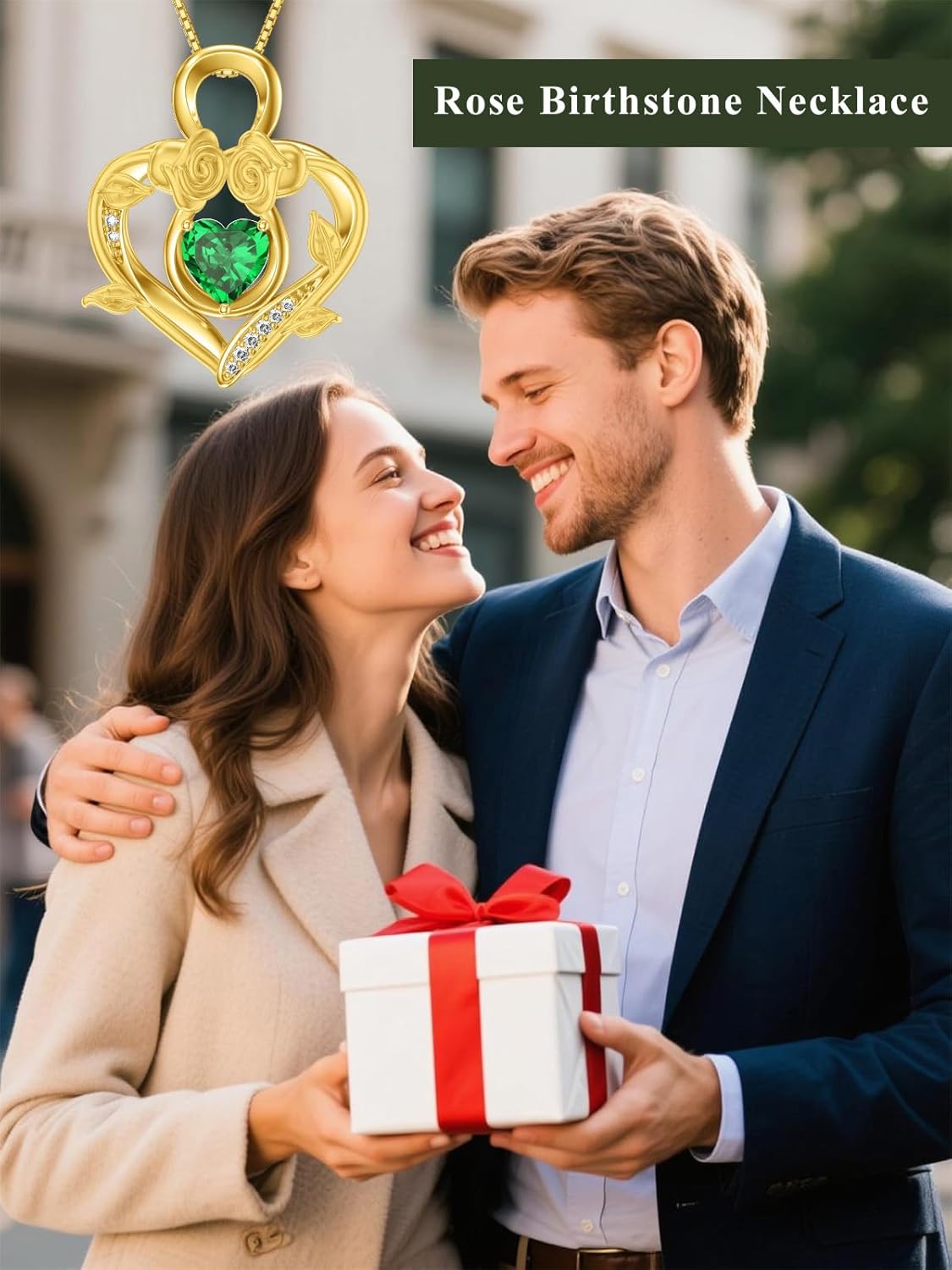 Midari 18K Gold Heart Birthstone Necklace 18K Gold Infinity Rose Necklace Birthday Christmas Jewelry Gifts for Women Wife Her Daughter Mom - Image 2