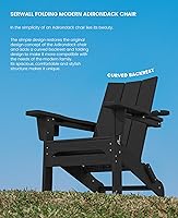 Vista 9 de SERWALL Juego de 2 sillas Adirondack modernas, sillas Adirondack plegables con portavasos dobles, sillas de plástico HDPE para exteriores para Negro