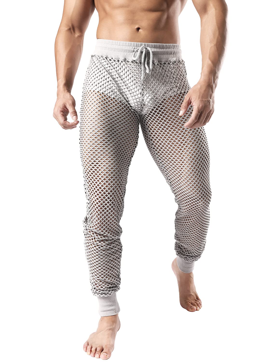 jogal Mens Mesh Sheer Stretchy Muscle Leggings-picture-12