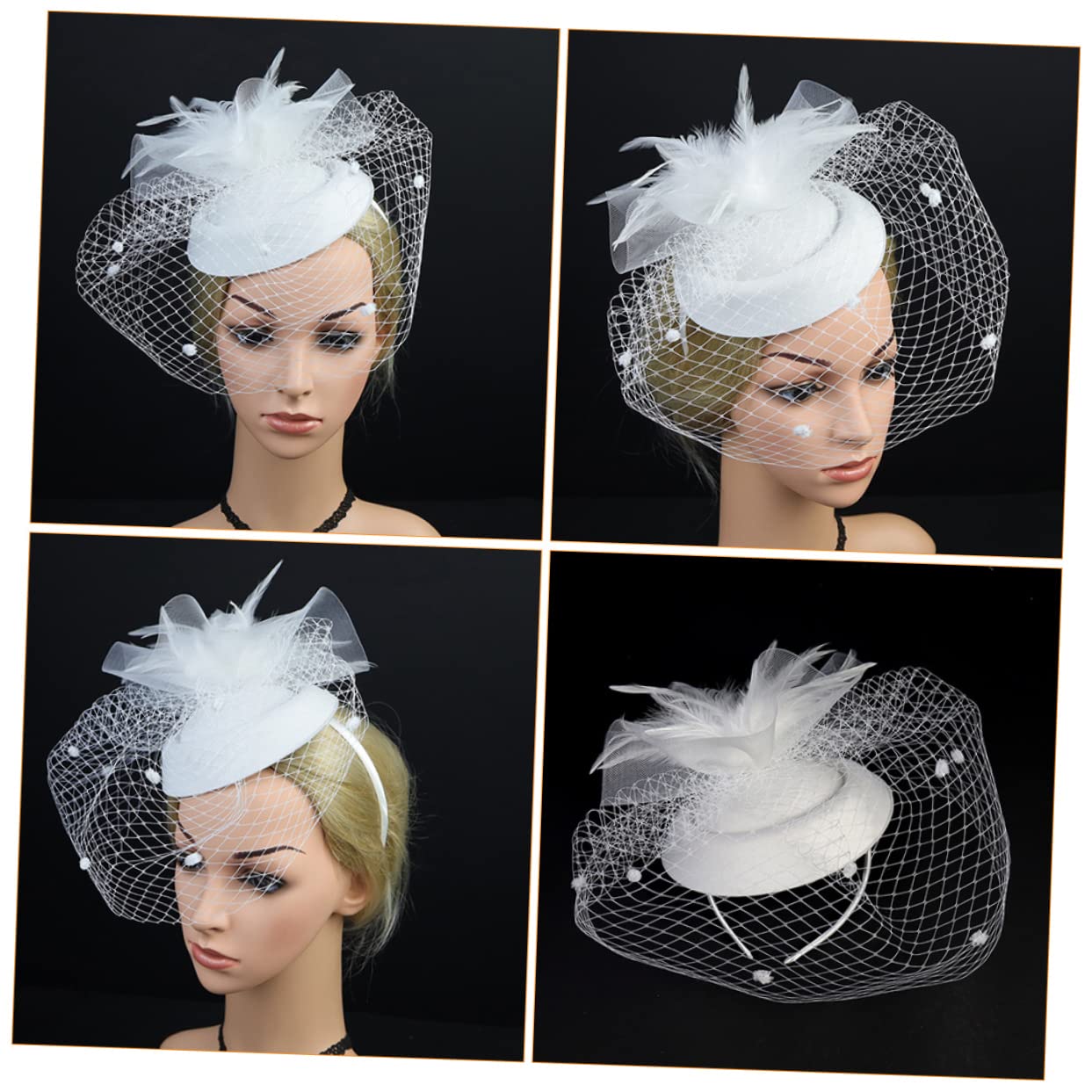 FRCOLOR 2 Tocados De Boda Únicos Con Banda Para El Pelo De Hilo De Red Para Mujer Accesorio Para Fotos Y Fiestas.