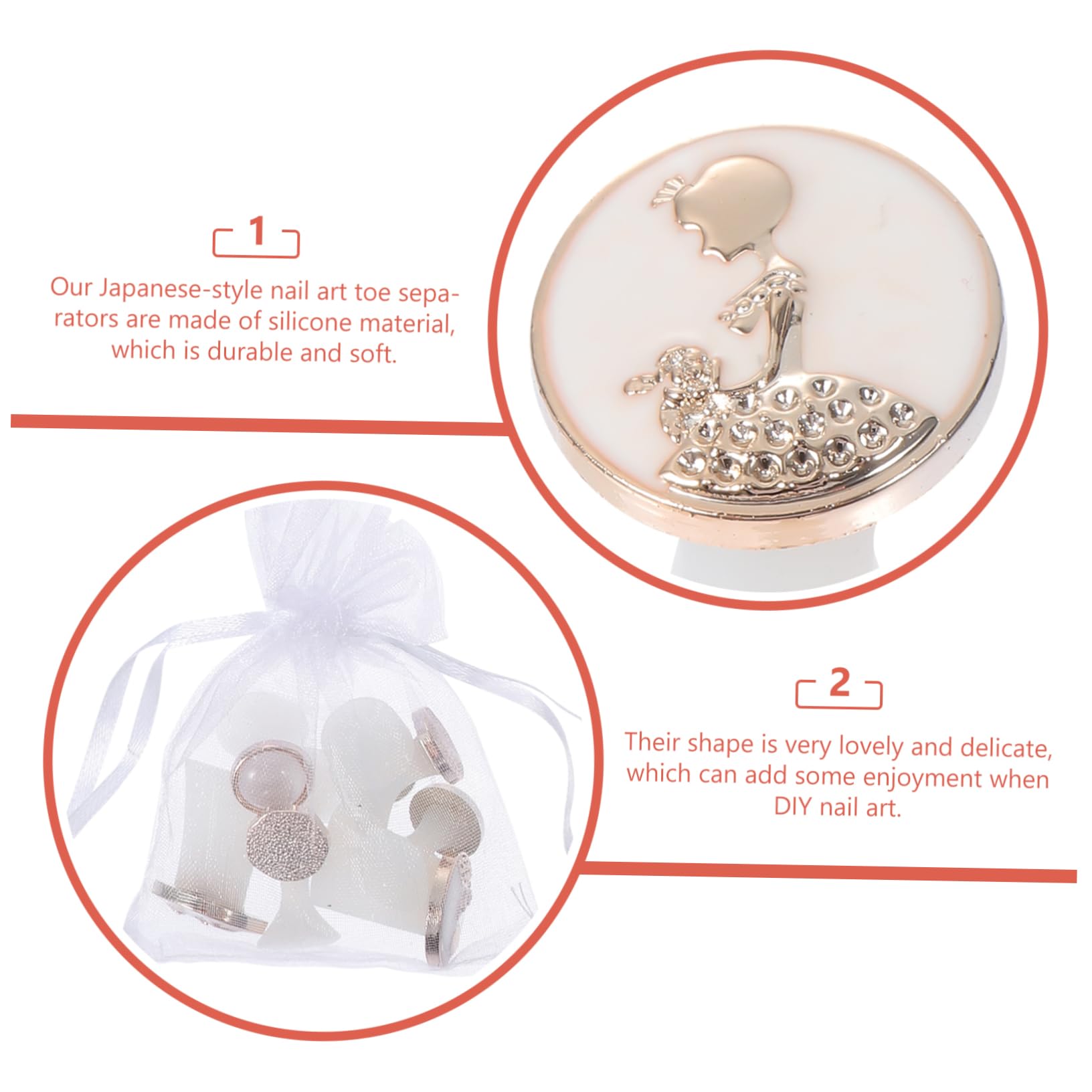 DECOMELODY 2Sets Manicure Toe Separator Foot Divider Tools for Nail Art Toe Spreader for Pedicure Lovely Design for DIY