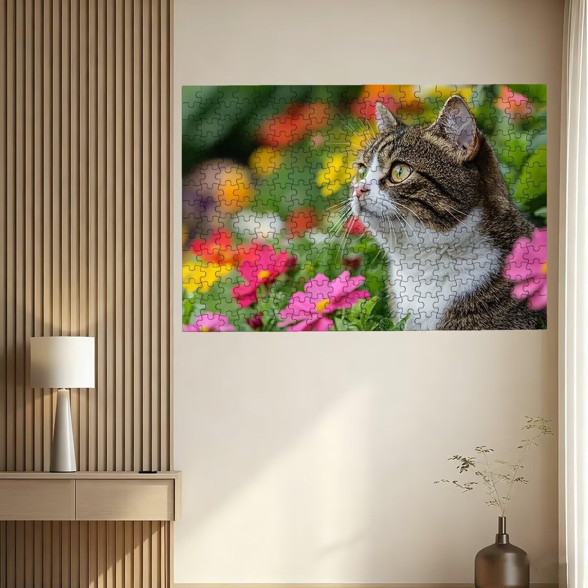 Puzzle 2000 sztuk dla dorosłych kotów, puzzle kwiat, puzzle 2000 sztuk dla dorosłych, drewniane puzzle z pudełkiem na prezent rozmiar 99x70 cm, wyzwanie puzzle dla całej rodziny, prezent dla kobiet