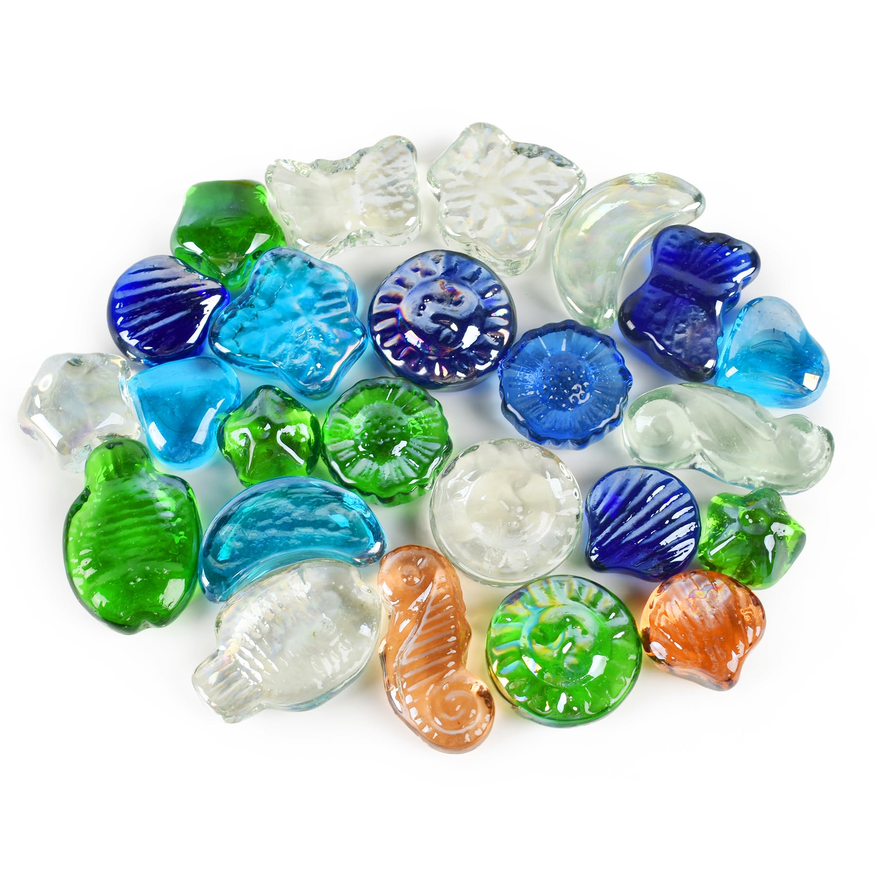 VIOCIWUO Glass Pebbles for Decorative 1LB, Flat Marbles Glass Beads Stone for Floral Arrangements Vases Gem Aquarium Pebbles Vase Filler Decor