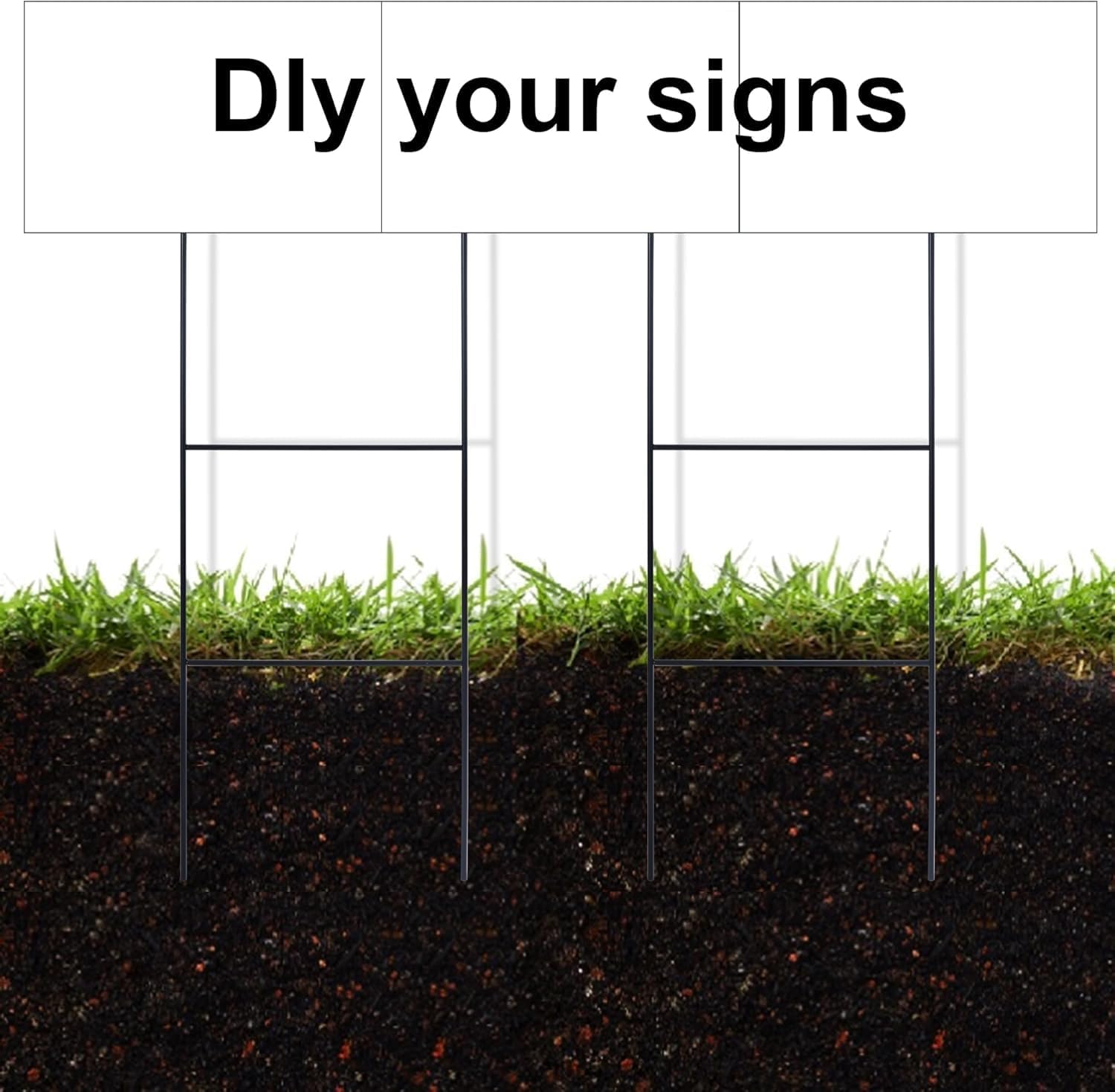 25 Pack Metal Yard Sign Stakes, 16.5x7 Inch Heavy Duty H-Shaped Wire Stakes for 4mm Corrugated Panels – Durable Blank Lawn Sign Posts with Yard Sign Holder, Waterproof & Wind Resistant for Outdoor