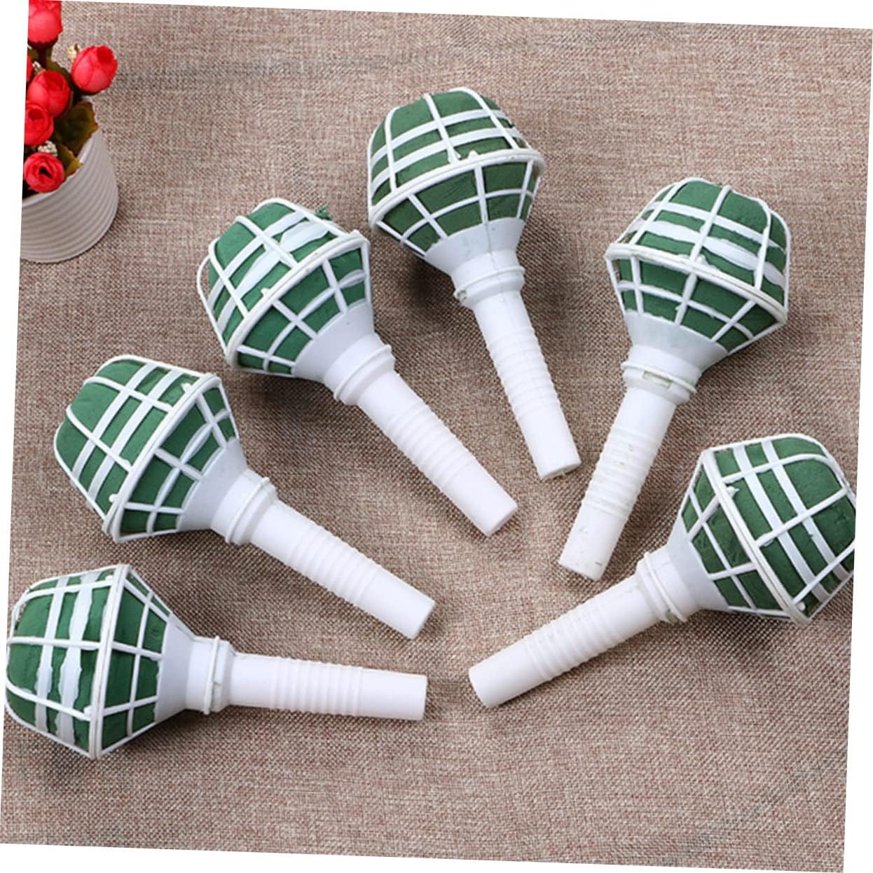 SEWACC 4pcs Flower Holder Bases for Wedding Bouquets Green Mud White Cover for Floral Decoration Crafts Supports Fresh Artificial Flowers for Events and Centerpieces