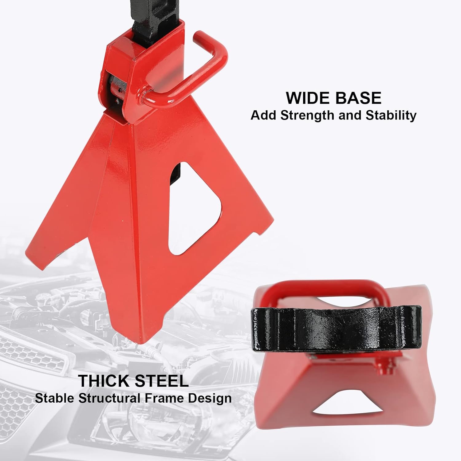 6 Ton Car Jack Stands 12000 Lbs Capacity Steel Car Lifting Stand Adjustable Jack Stand for ATV's UTV's SUV MPV Truck RV Red 1 Pair