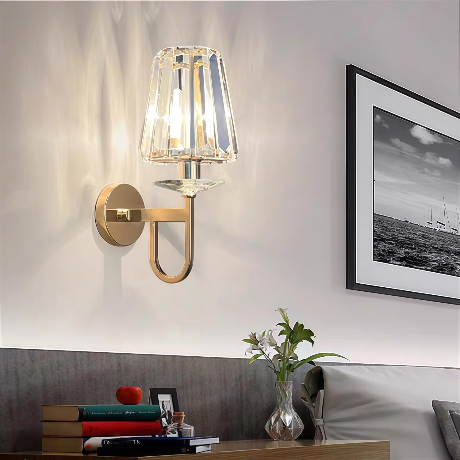 Lampe Murale LED Économie d'énergie Efficace Lumières de nuit Moderne Simplicité Créativité Chambre à coucher Le Salon À côté du Canapé Le Couloir Salle d'étude Intérieur Cristal trapézoïdal