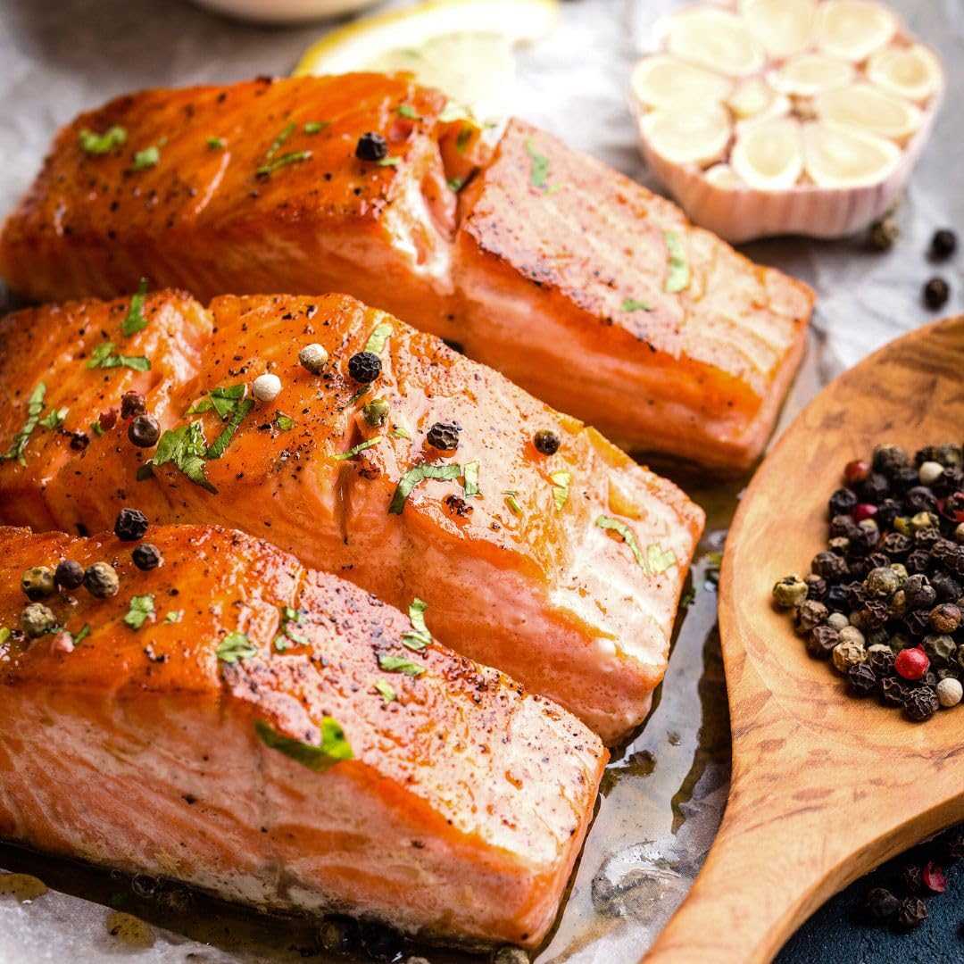 "Wagyu of the Sea" Ora King Salmon Fillets – Sustainable High Protein Fresh Fish for Healthy Meals | Sashimi Grade Frozen Salmon Pack of 8 x 8oz | Premium Wild Caught Seafood for Sushi, Grilling or Gourmet Cooking