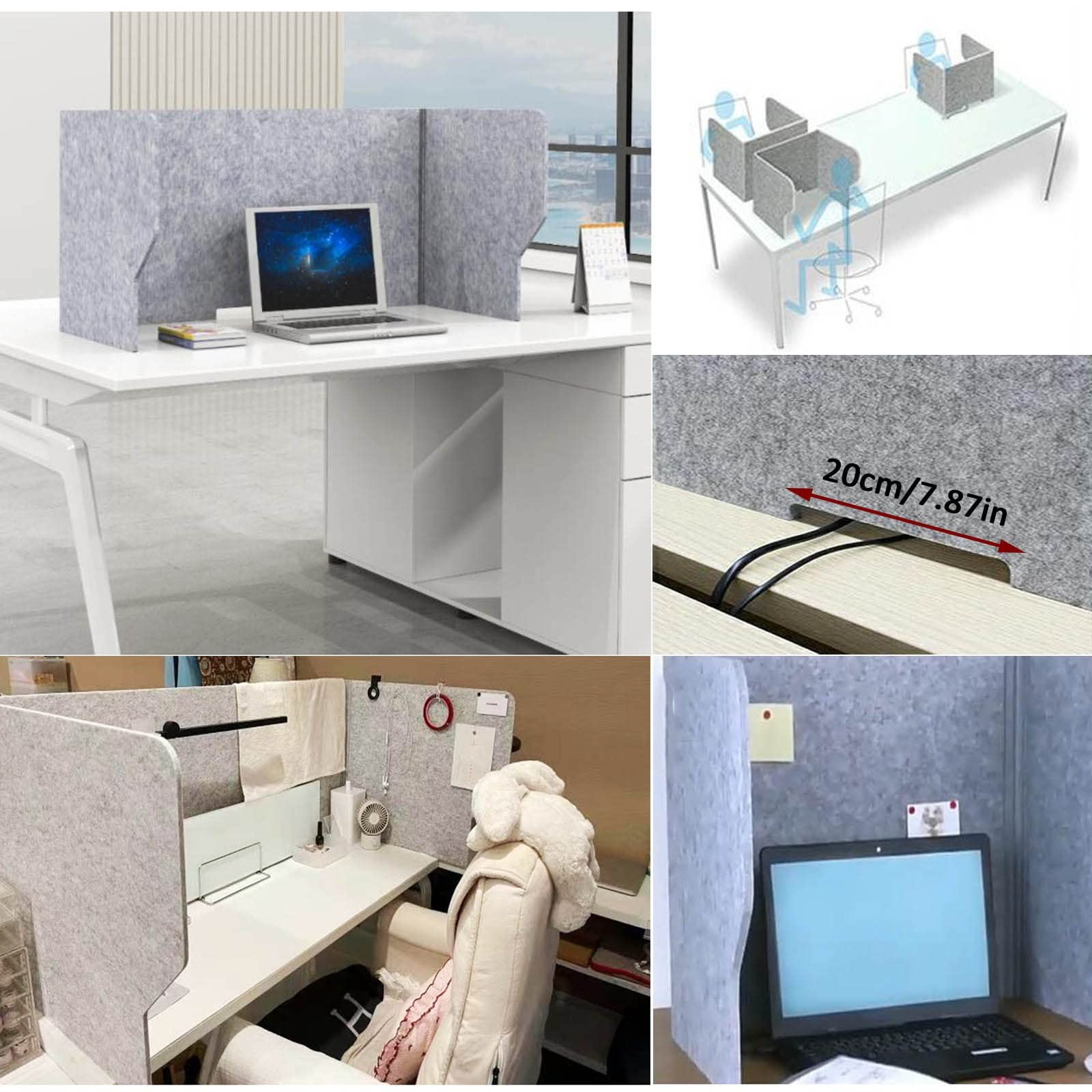 Divisorio Acustico per scrivania, Parete divisoria insonorizzata autoportante per Scuola e Ufficio, Piano di Lavoro fonoassorbente con 4 Clip, Pieghevole e Portatile, per isolare i