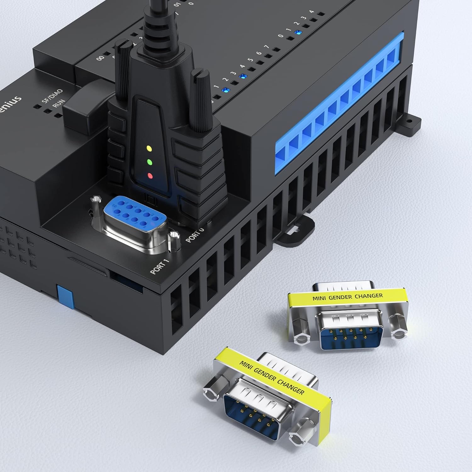 CABLEPELADO Adaptador de Serie RS232 DB9 Macho a Hembra | Acoplador RS-232 - RS-485 - TTL | Cambiador de Género | 9 Pines