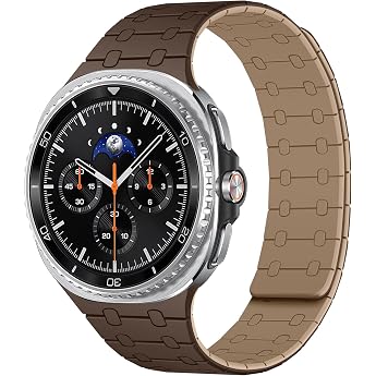 Amizee Armband Kompatibel mit Samsung Galaxy Watch 8 Armband 40mm 44mm/Watch 9/8 Classic 46mm Silikon Magnetisch Sport Loop Ersatzarmb nder D-Braun/H-Braun