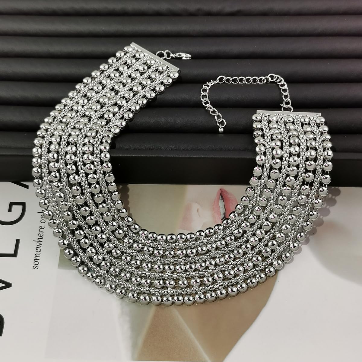 Women Statement Necklace Metal Beaded Chunky Necklace Collar Fashion Party Jewelry - Image 7