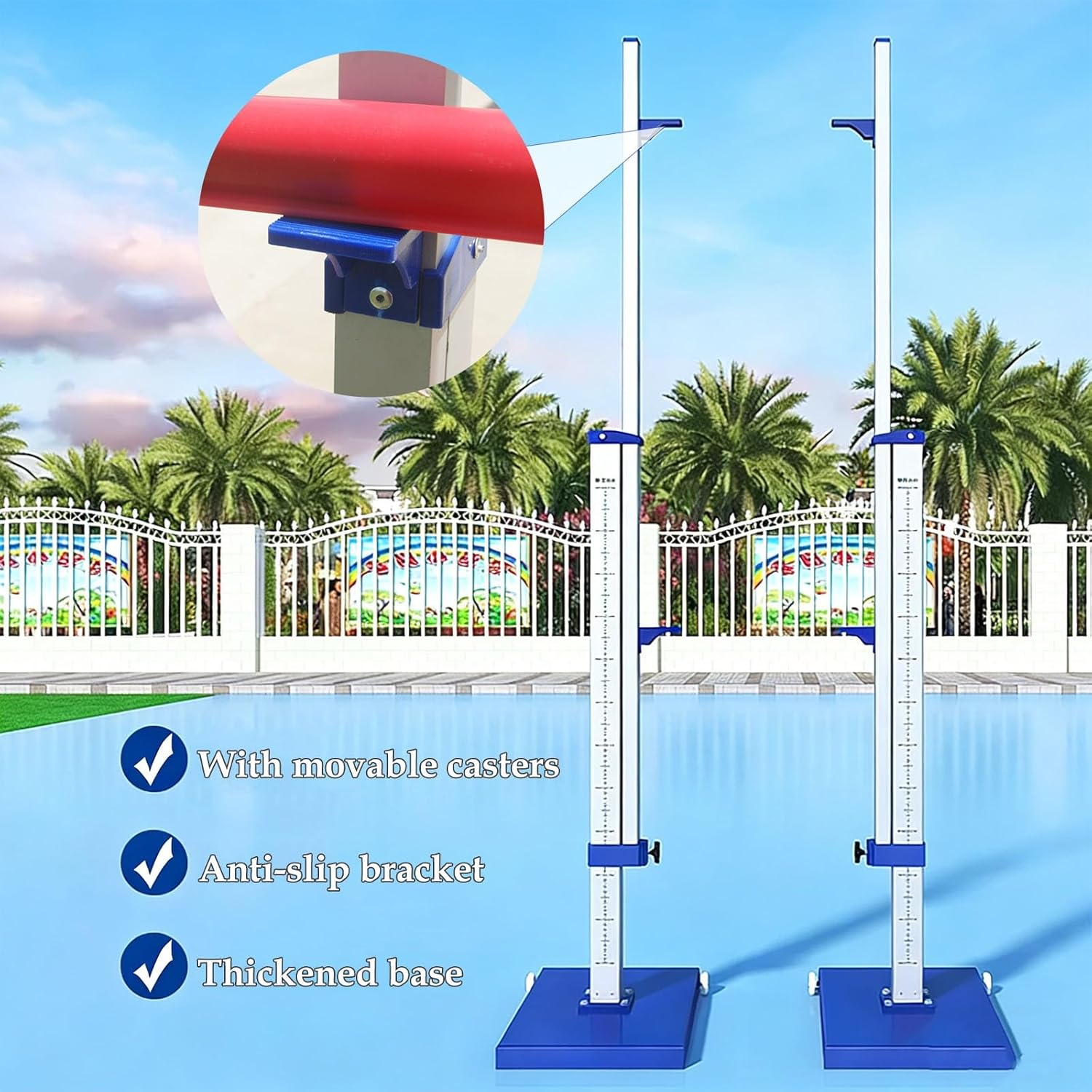 Aluminum Track & Field High Jump Measuring Standard,Roll Away Track and Field Competition High Jump Stand, Heavy-Duty Metal High Jump Equipment Kit