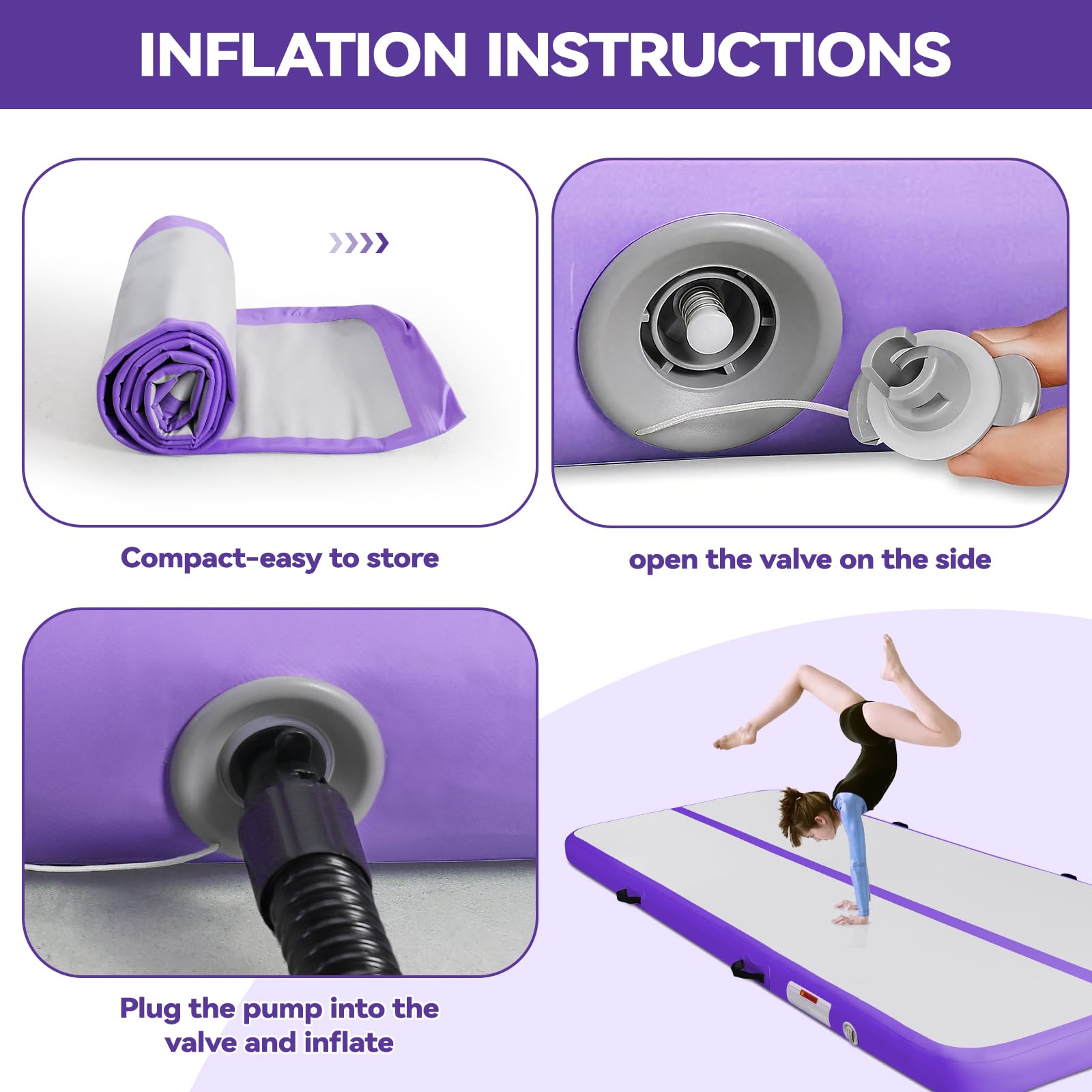colchoneta gimnasia artistica 10cm/20cm gruesa 3/4M/5M/6M/7M/8M/9M/10M/11M/12M tumbling gimnasia colchoneta Inflable Tumbling Mat Estera de Yoga Taekwondo con Bomba eléctrica — view 7