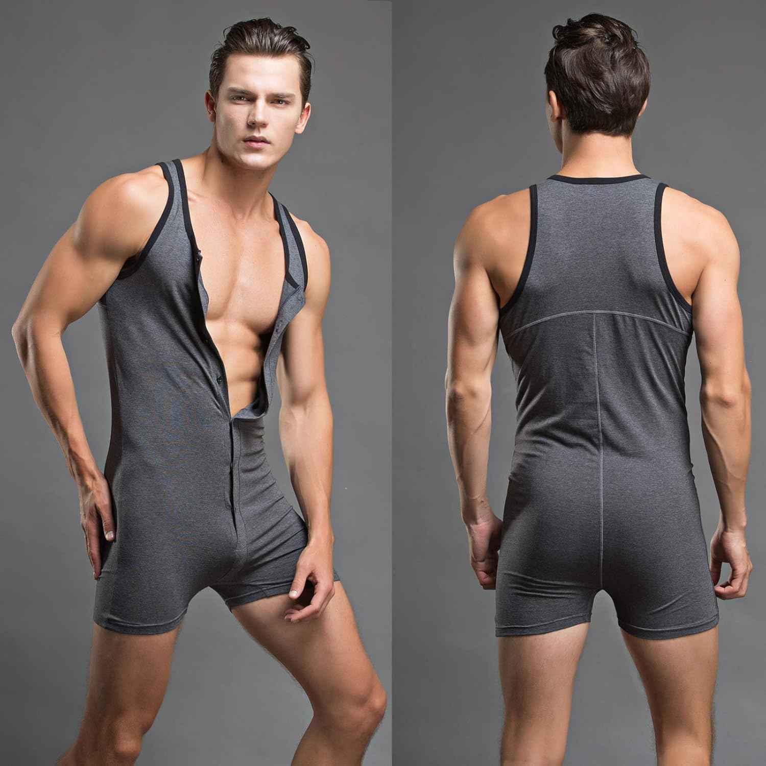 YUFEIDA Men's Athletic Supporters One Piece Bodysuit Cotton Jumpsuit Slim Fit Active Base Layers Singlet Leotard - Image 4