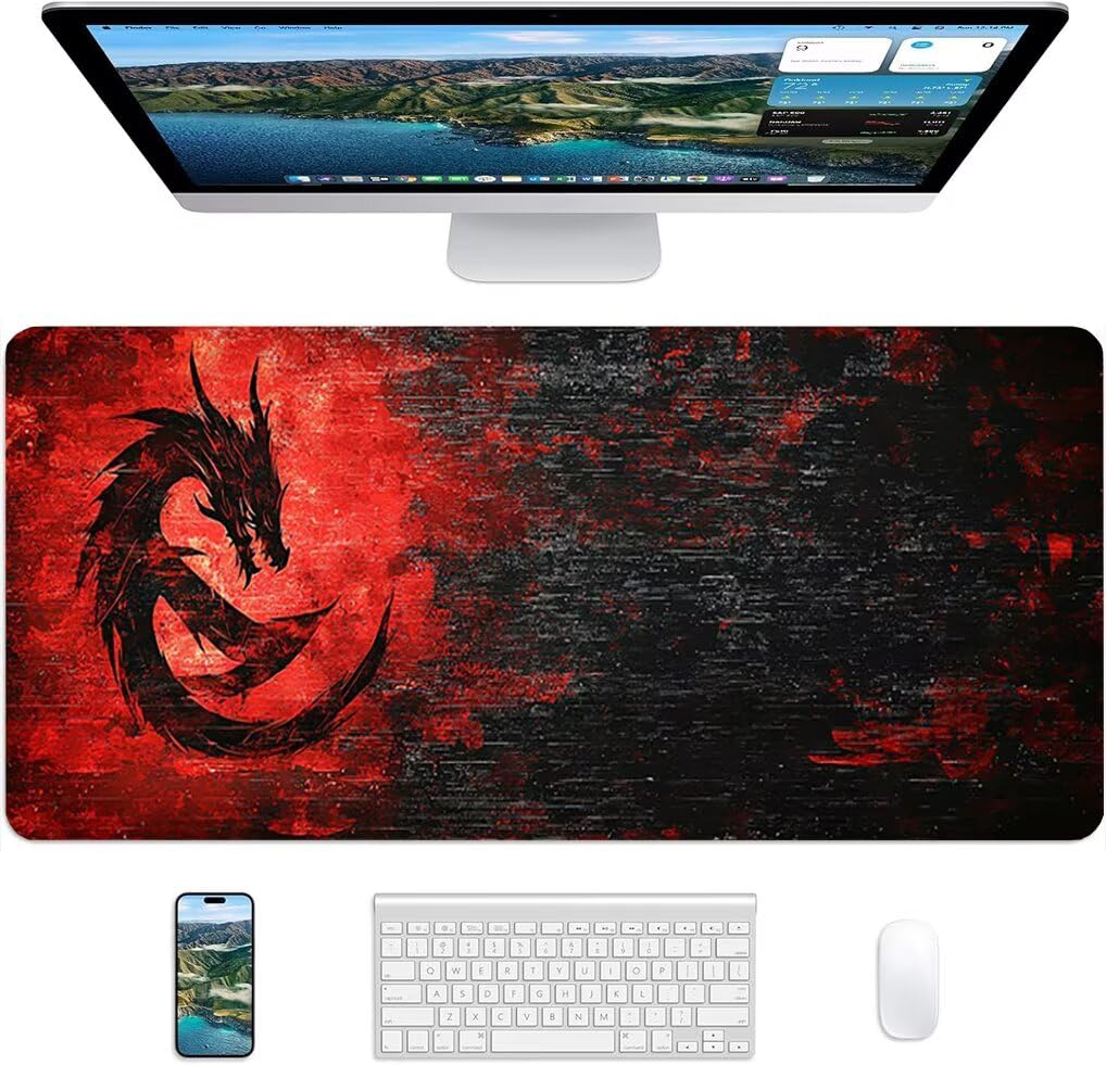 Wxuaixnn Animali Tappetino Mouse Gaming XXL 160x80cm Tappetino Scrivania, Impermeabile Tappeto Mouse con Base in Gomma Antiscivolo, Non-Slip Rubber Base, Rosso Mousepad XXL per Gamer e Ufficio -9730