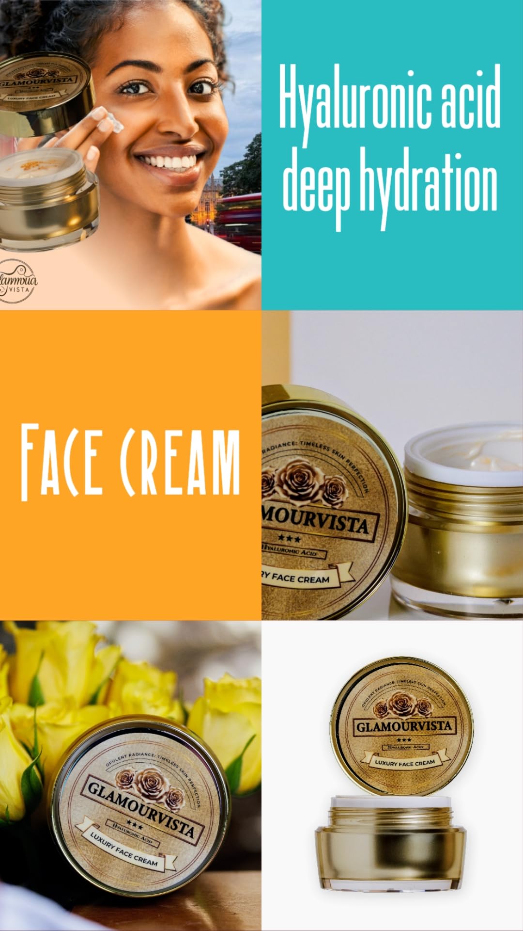 Glamourvista Luxury Anti-Wrinkle Face Cream, Collagen, Hyaluronic Acid & 24k Gold Flakes - Image 2