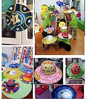 Vista 7 de 3 Pcs DIY Straw Hat Kids Handmade Hat Cap Beach Sun Hat Art Painting Hat with Paints & Brush1