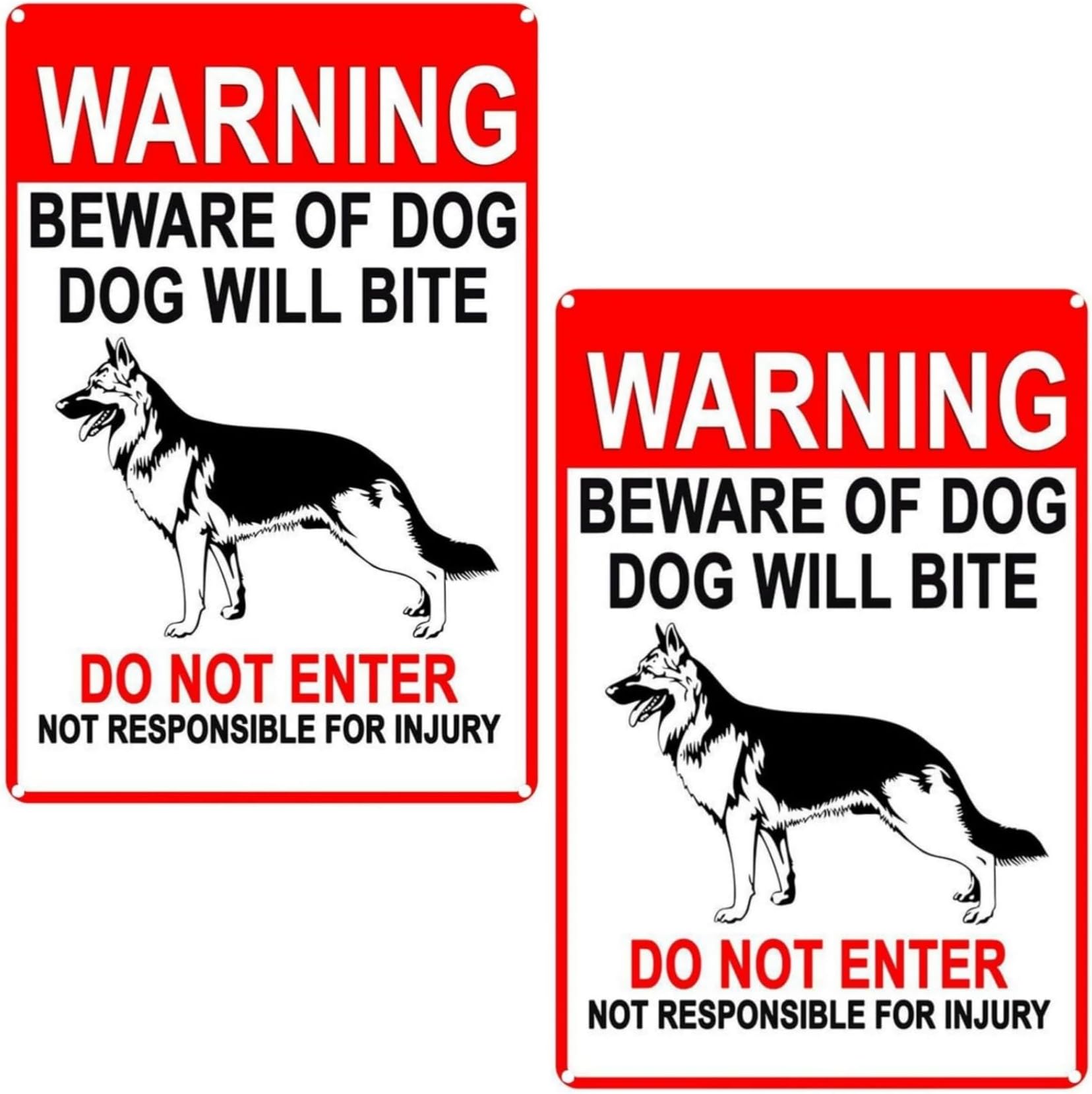 Beware of Dog Sign,2 PCS 8 inch x 12 inch Made of Tin Material,Beware ...