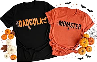 Momster and Dadcula Halloween Matching Couple T-Shirts
