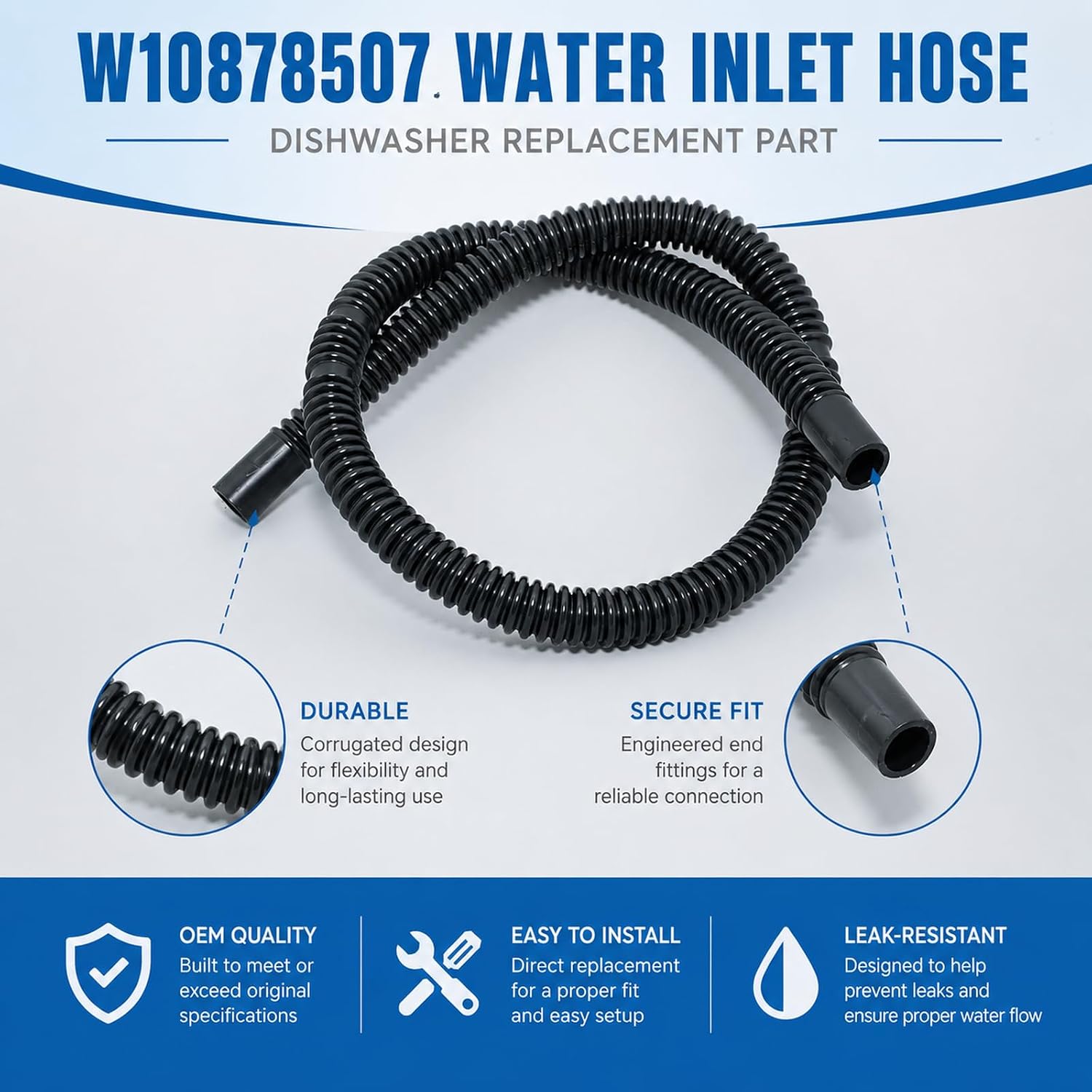 1PCS W10878507 Dishwasher Water Inlet Hose for Whirlpool for Maytag