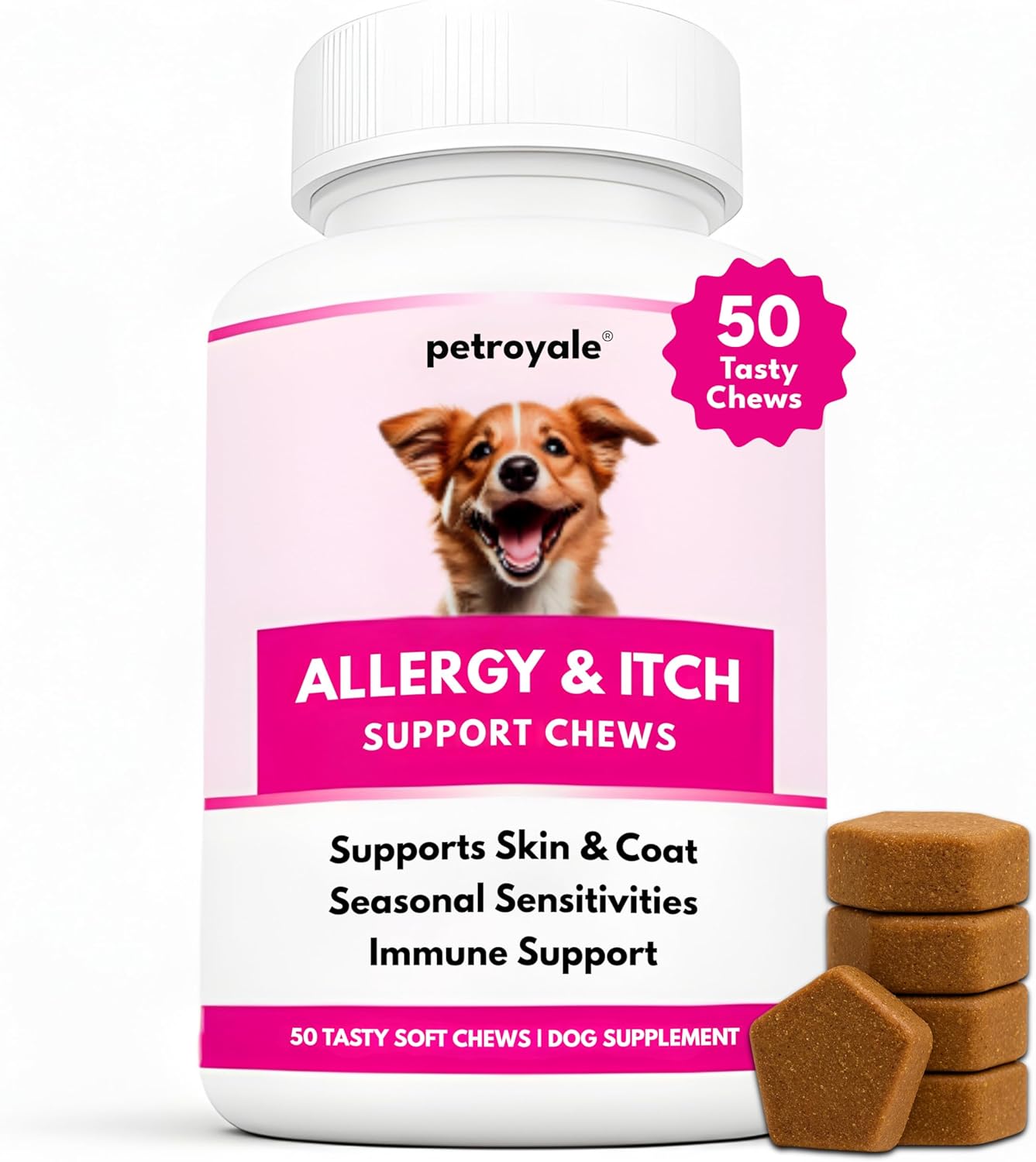 Dog Allergy & Itch Support Chews – Dog Allergy and Immune Chews – Skin, Coat & Seasonal Itch Relief – Dogs Allergy Chews- Dogs Itch Relief - Skin Allergy Relief (50 Soft Chew)