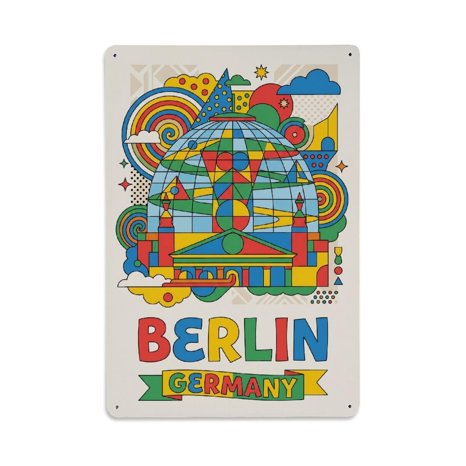 Gead 8X12inch Style Vintage Travel Berlin Germany Calm Metal Tin Sign