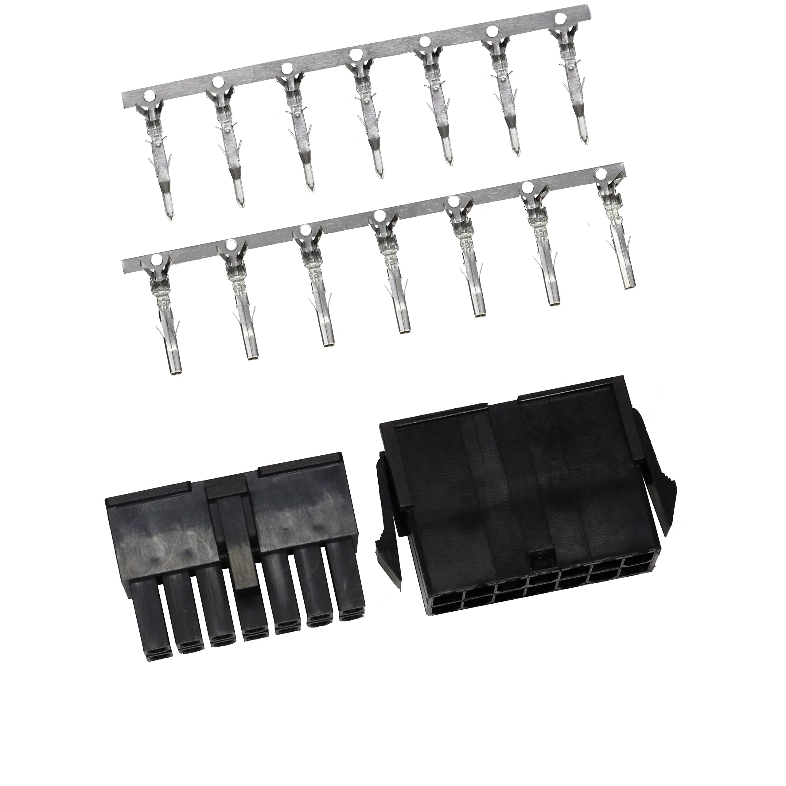 5557/5559 Double Row 4.2mm Black 14-pin Wire-to-Wire Crimp Connector Plug + Wire Socket + Crimps, Pack of 10 Compatible With Molex Mini-Fit Jr. — image 1