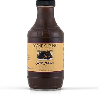 Divine Kuizine Jerk Sauce|Jamaican BBQ Glaze| Seasoning| Hot Spice BBQ16 oz| Marinade Chicken, Meats, Smoked Meats and Seafood | All natural no preservatives (1 Bottle)