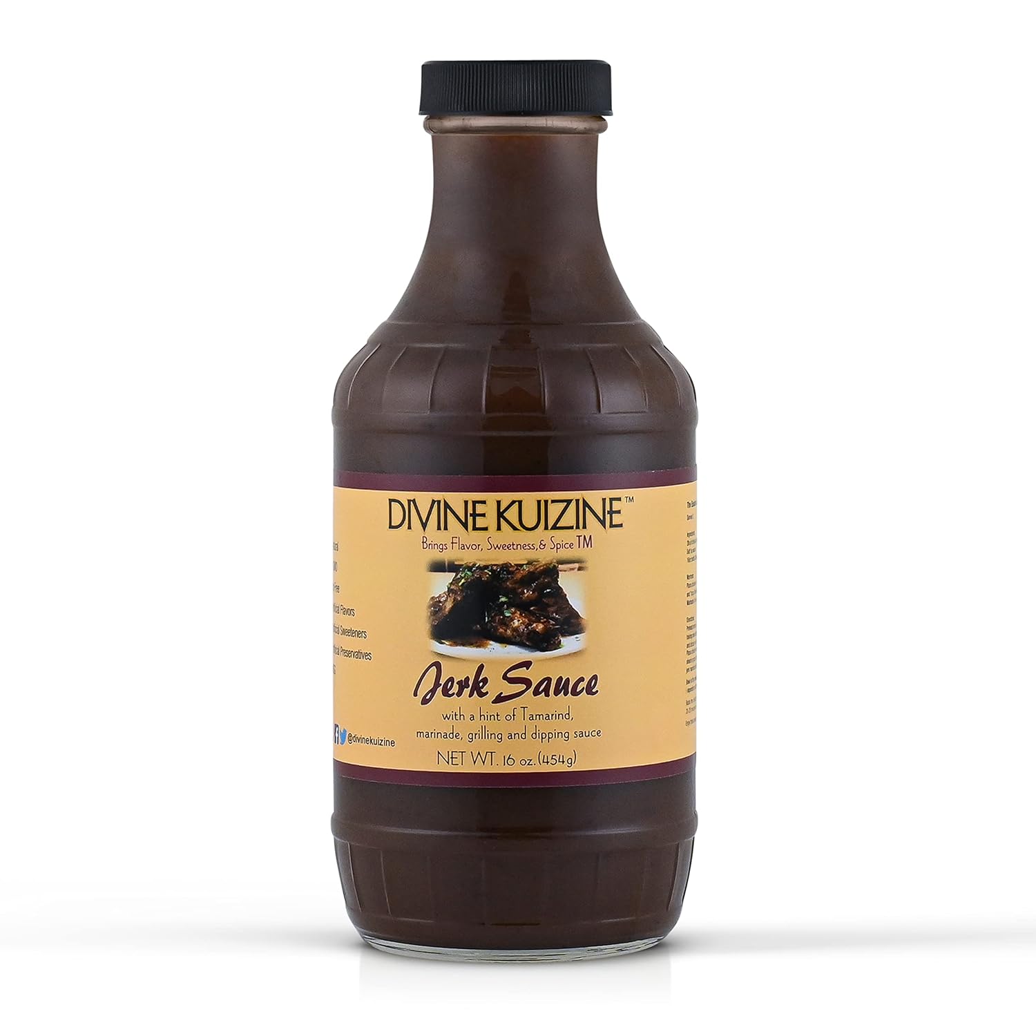 Divine Kuizine Jerk Sauce|Jamaican BBQ Glaze| Seasoning| Hot Spice BBQ16 oz| Marinade Chicken, Meats, Smoked Meats and Seafood | All natural no preservatives (1 Bottle)