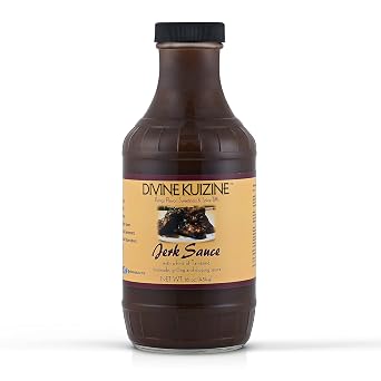 Divine Kuizine Jerk Sauce|Jamaican BBQ Glaze| Seasoning| Hot Spice BBQ16 oz| Marinade Chicken, Meats, Smoked Meats and Seafood | All natural no preservatives 1 Bottle
