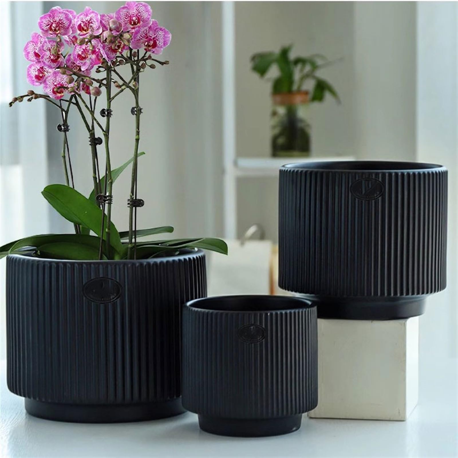 doniczki, Ceramiczna doniczka bardzo duża kaliber Phalaenopsis z tacką do wiszących róż storczykowych wnętrz(White,S)