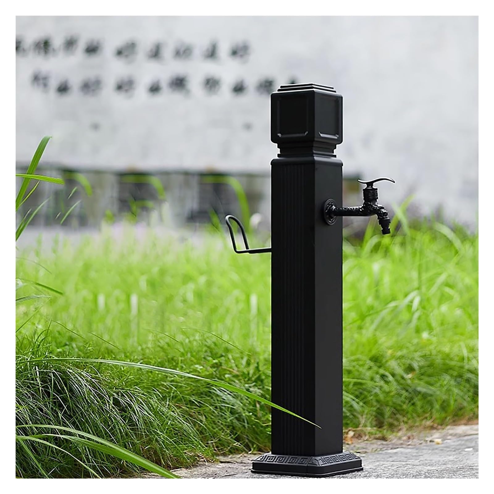 BHGFYXBS Freestanding Garden Water Column With Faucet, Winter Freeze Crack Garden Water Column,Floor Mount Water Tap,Yard Hydrant Frost Proof Water Feature Fountain,Black1-74cm