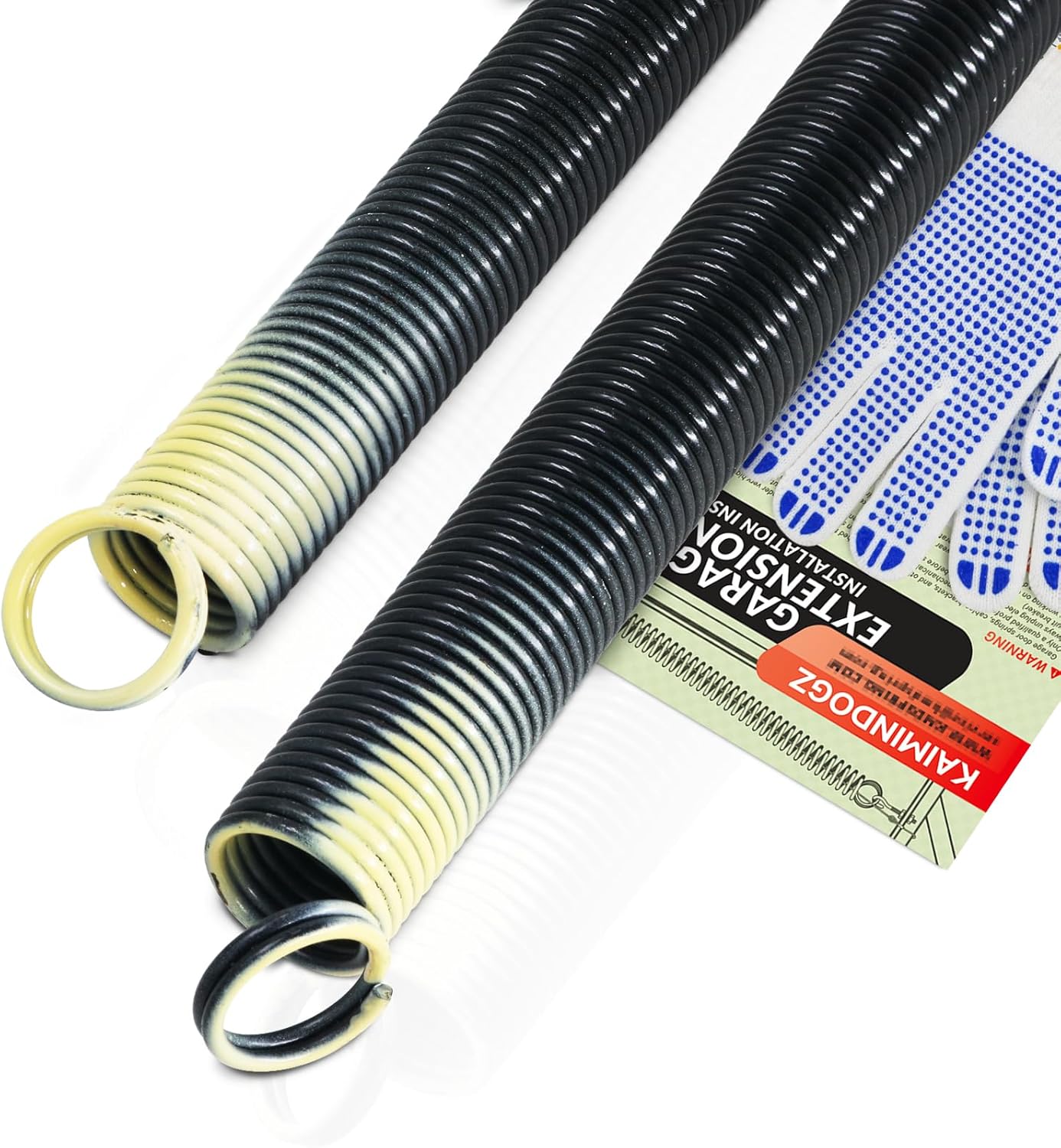 Pair of 100lb. Heavy Duty Garage Door Extension Springs Stretch Springs, 25" Long,Double Loop Ends, High Precision Electrophoresis Black Coated, MIN 16,000 Cycles, for 7ft High Garage Doors