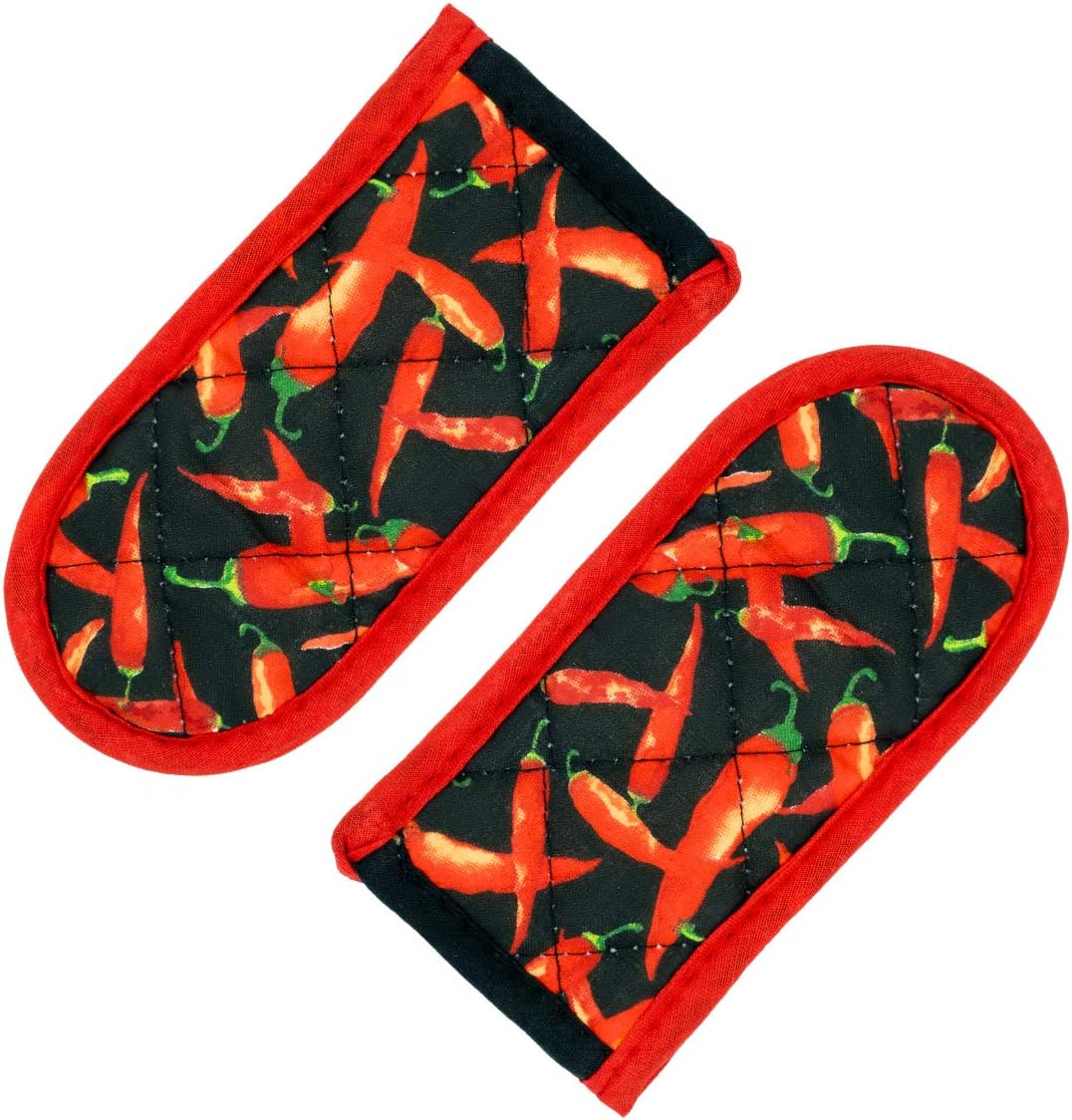 Cast Iron Skillet Handle Covers, Pan Pot Handle Covers Heat Resistant, Hot Handle Covers, Pan Pot Cast Iron Handle Holder Sleeves Mitt for Kitchen, BBQ and Baking Cookware (2-Pack Red Pepper)