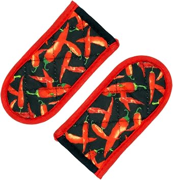 Evoio Cast Iron Skillet Handle Covers, Pan Pot Handle Covers Heat Resistant, Hot Handle Covers, Pan Pot Cast Iron Handle Holder Sleeves Mitt for Kitchen, BBQ and Baking Cookware 2-Pack Red Pepper